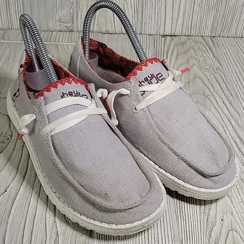 Hey Dude Wendy Fawn Inca Grey Loafers Womens Size 6
